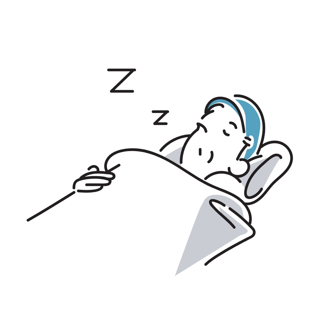 眠る中年男性のイラスト